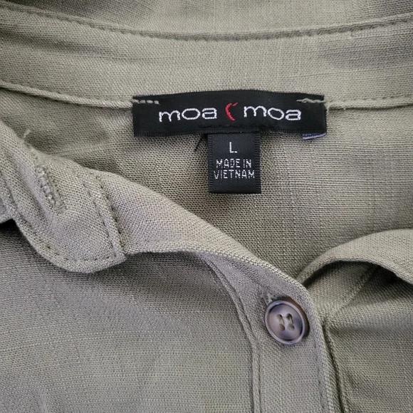 Moa Moa - Olive Button-Up Cropped Shirt - Picture 3 of 6